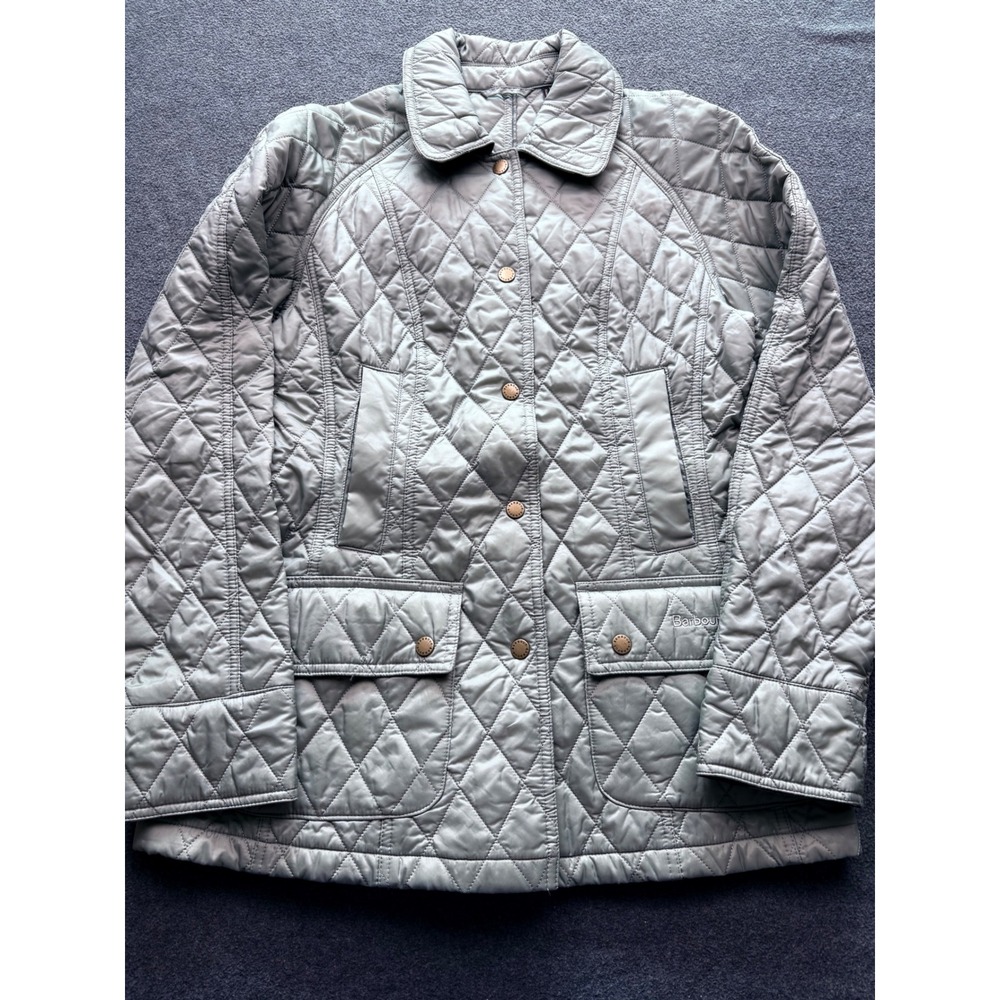 Barbour Summer Beadnell Quilt Jacket Sage Green Plaid Lined LQU0519GN33 US 6